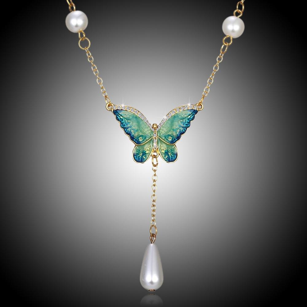 Lovely Pearl Butterfly Necklace - Floral Fawna