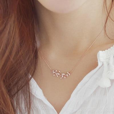 Dainty Crystal Tree Branch Necklace - Floral Fawna