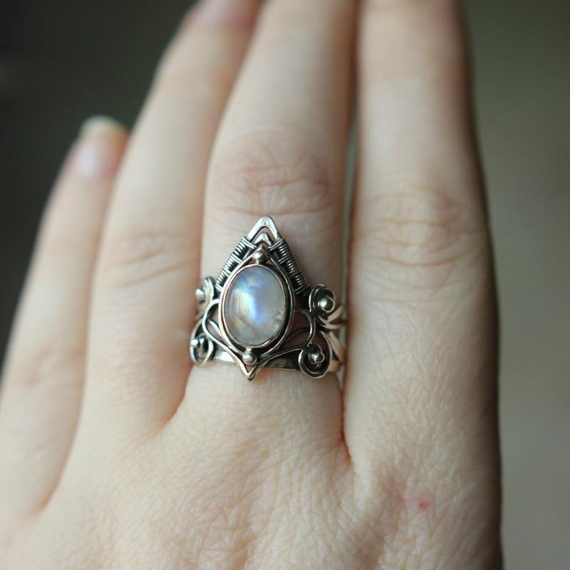 The Moonstone Enchantress Ring - Floral Fawna