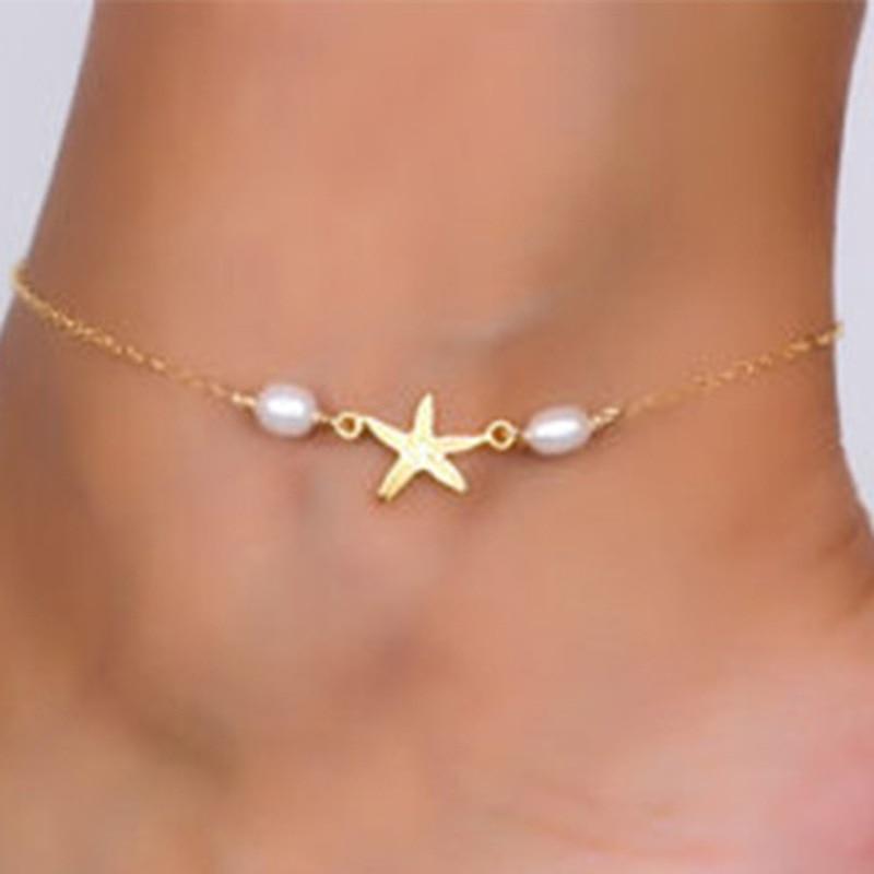 Starfish &amp; Pearls Anklet - Floral Fawna