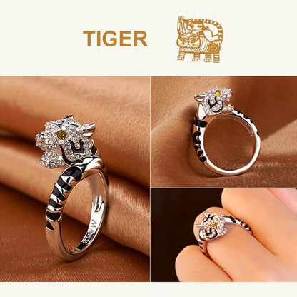 Animal Zodiac Sign Silver Ring - Floral Fawna