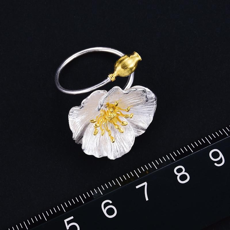 Blooming Poppy Sterling Silver Ring - Floral Fawna