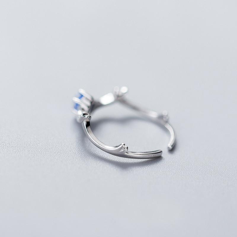 Blue Crystal Elk Silver Ring - Floral Fawna