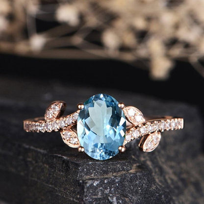 Blue Crystal Flower Ring - Floral Fawna