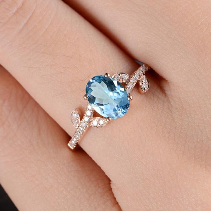 Blue Crystal Flower Ring - Floral Fawna
