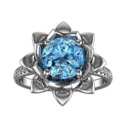 Blue Lotus Botanical Ring - Floral Fawna