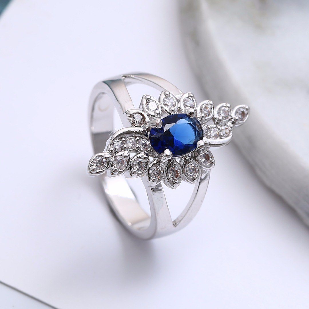 Blue Royalty Crystal Ring - Floral Fawna