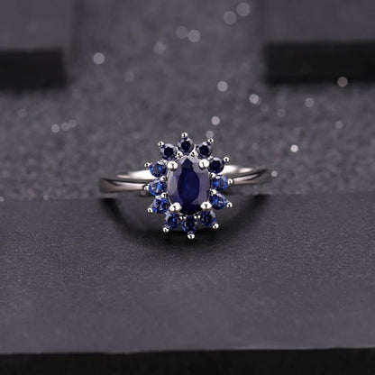 Blue Sapphire Silver Ring - Floral Fawna