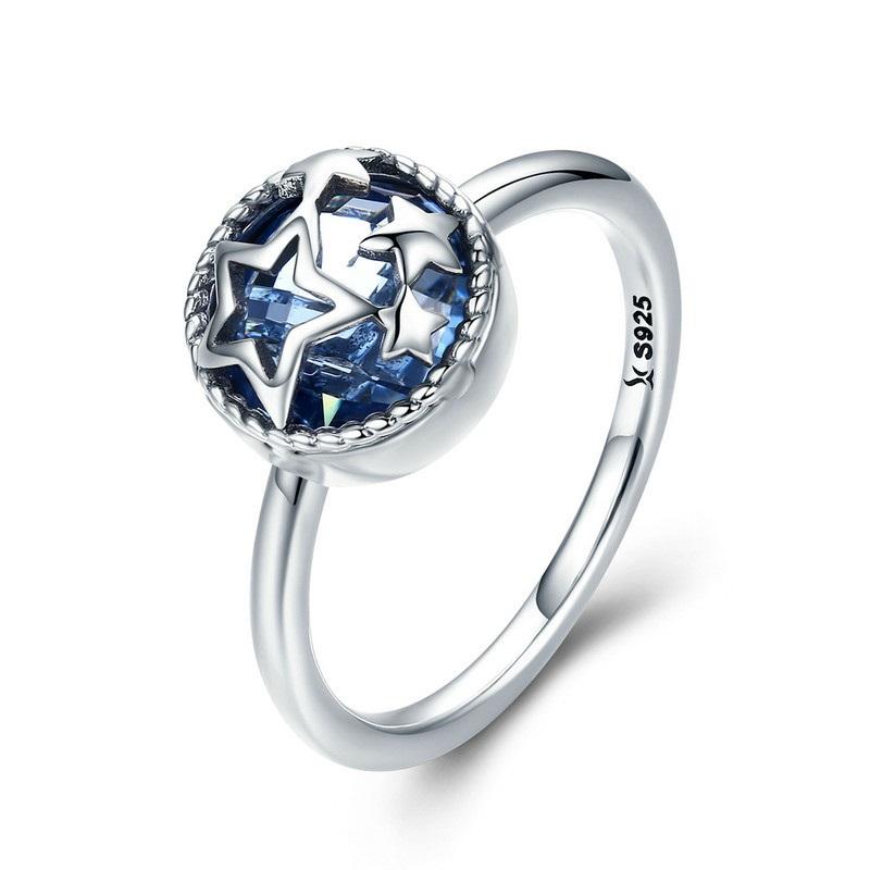 Blue Star Crystal Sterling Silver Ring - Floral Fawna