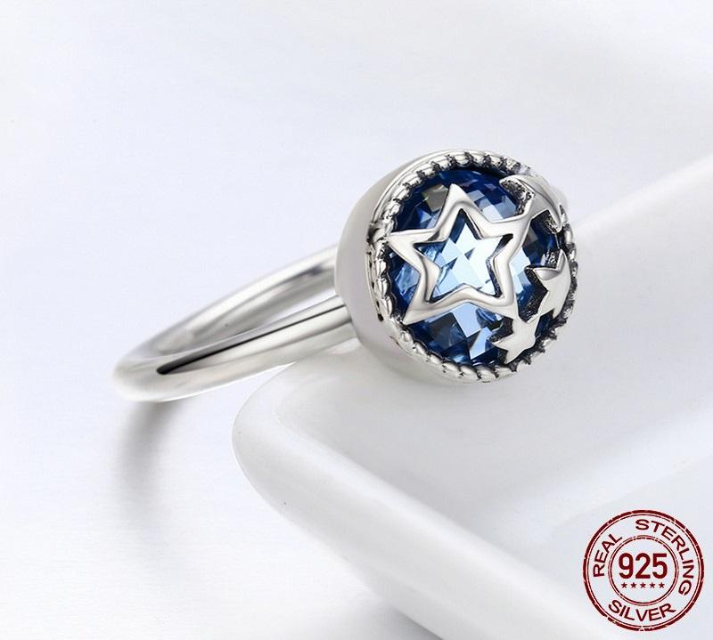 Blue Star Crystal Sterling Silver Ring - Floral Fawna
