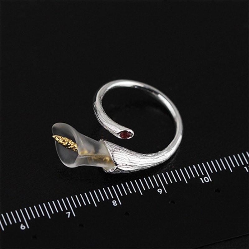 Calla Lily Sterling Silver Wrap Ring - Floral Fawna