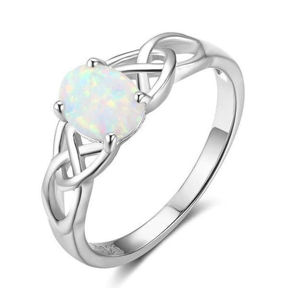Celtic Fire Opal Silver Ring - Floral Fawna