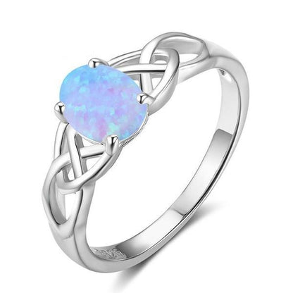 Celtic Fire Opal Silver Ring - Floral Fawna