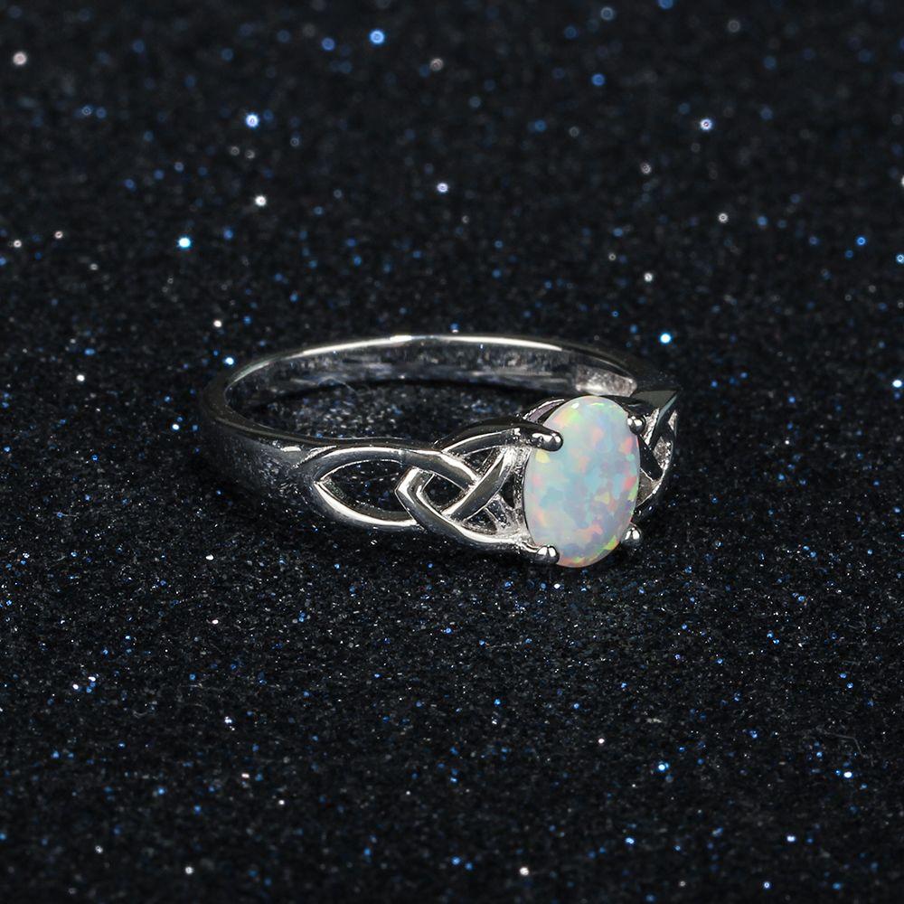 Celtic Fire Opal Silver Ring - Floral Fawna