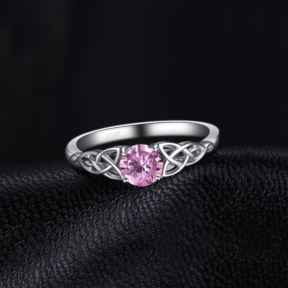 Celtic Pink Sapphire Silver Ring - Floral Fawna