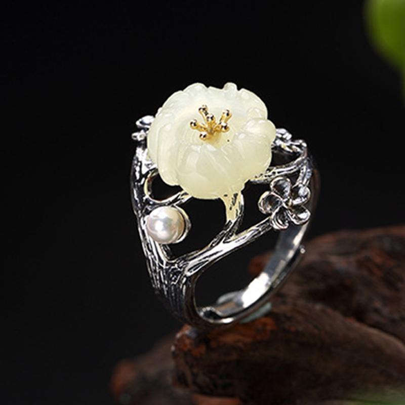 Cherry Blossom Silver Ring - Floral Fawna