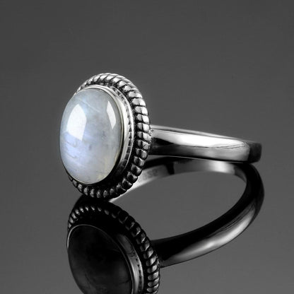 Classic White Moonstone Ring - Floral Fawna