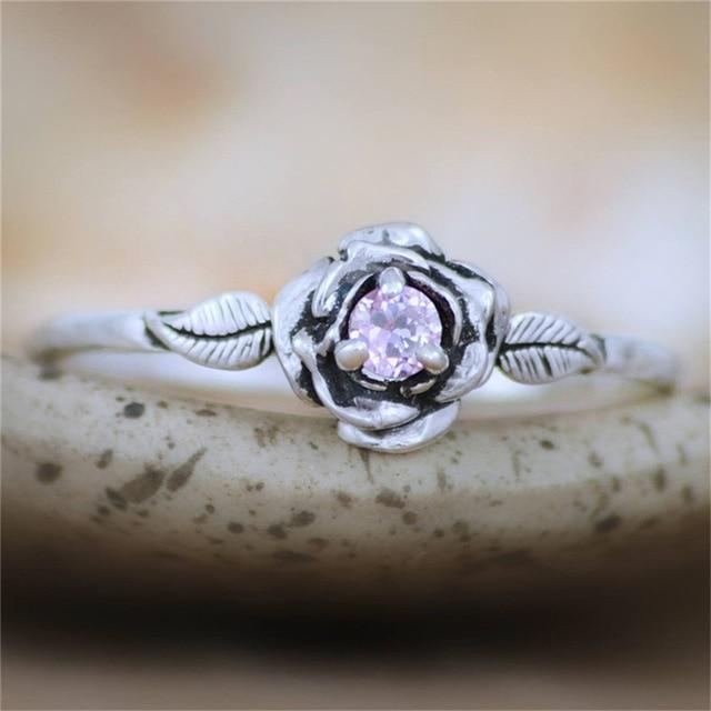 Colorful Crystal Rose Ring - Floral Fawna