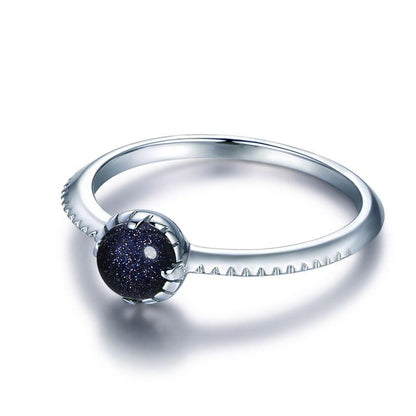 Cosmic Blue Sandstone Silver Ring - Floral Fawna
