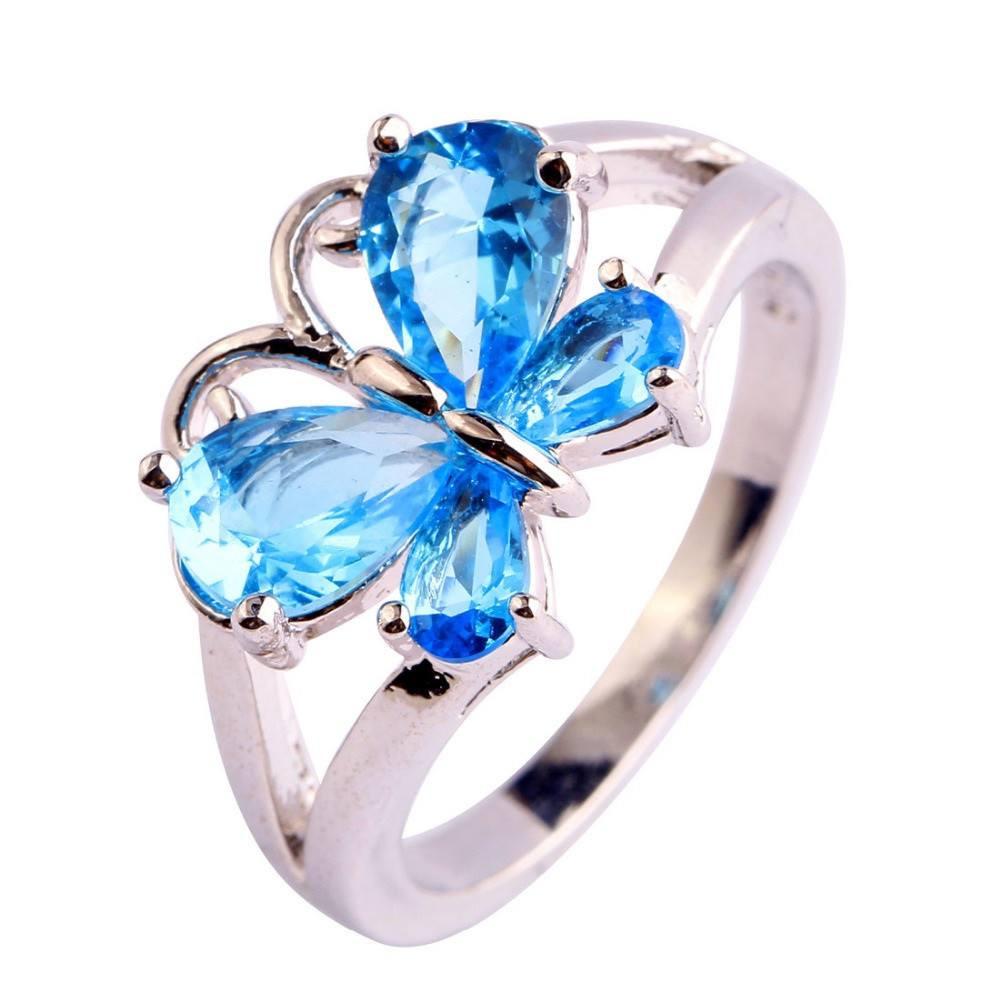 Crystal Butterfly Silver Ring - Floral Fawna