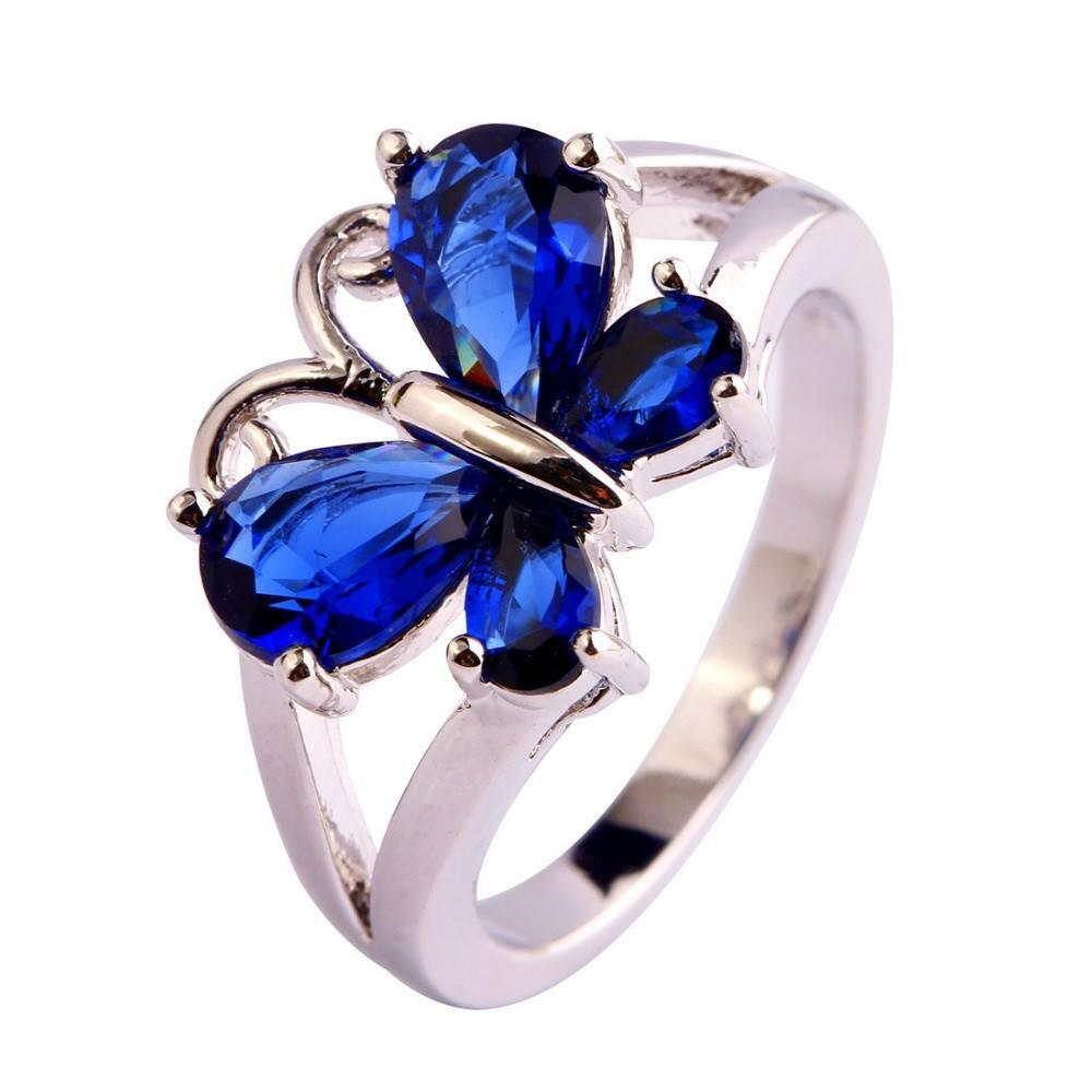 Crystal Butterfly Silver Ring - Floral Fawna