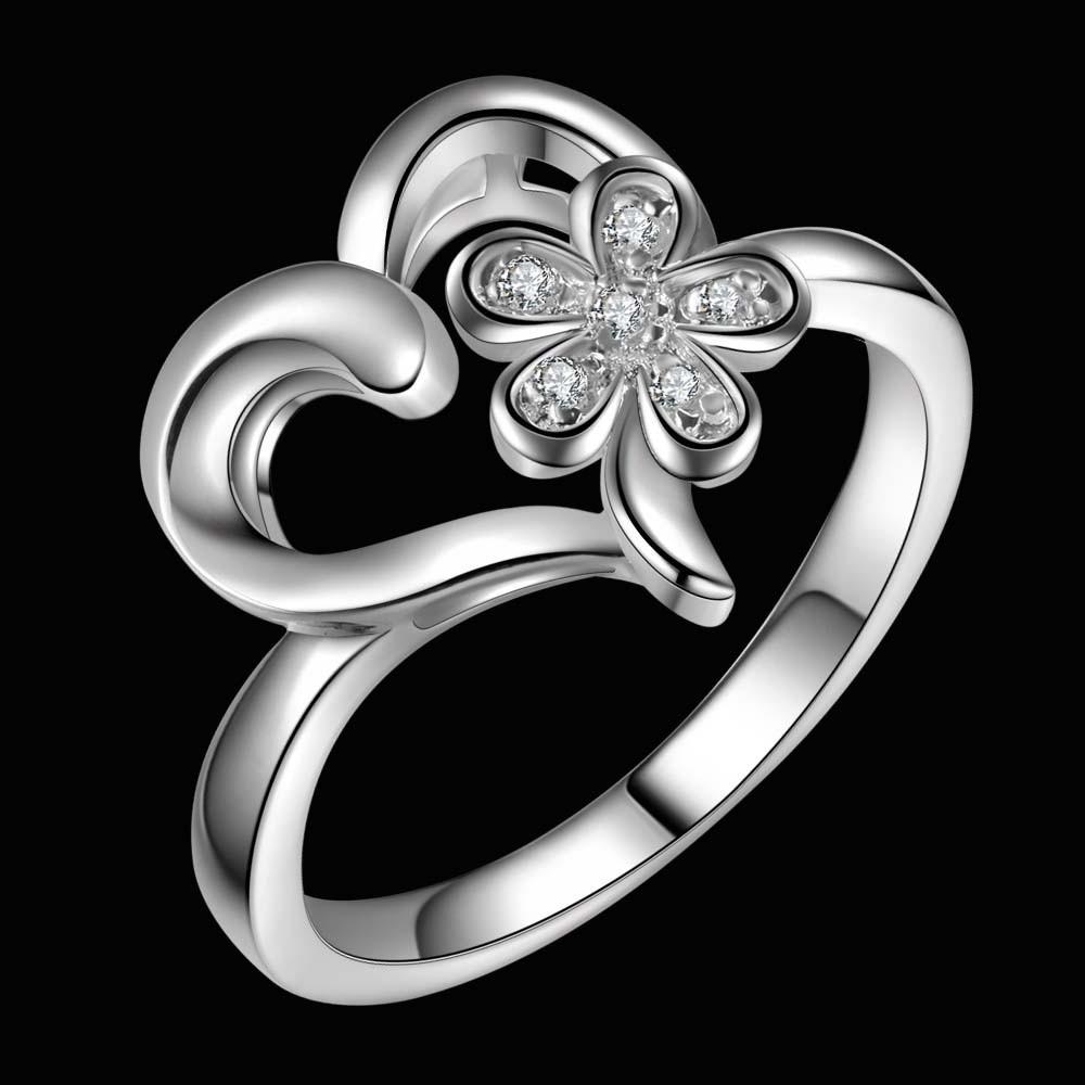 Crystal Flower Heart Ring - Floral Fawna