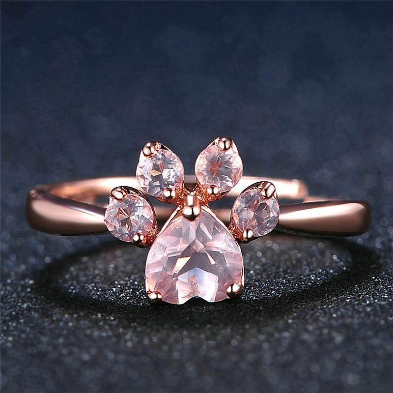Crystal Paw Rose Gold Ring - Floral Fawna