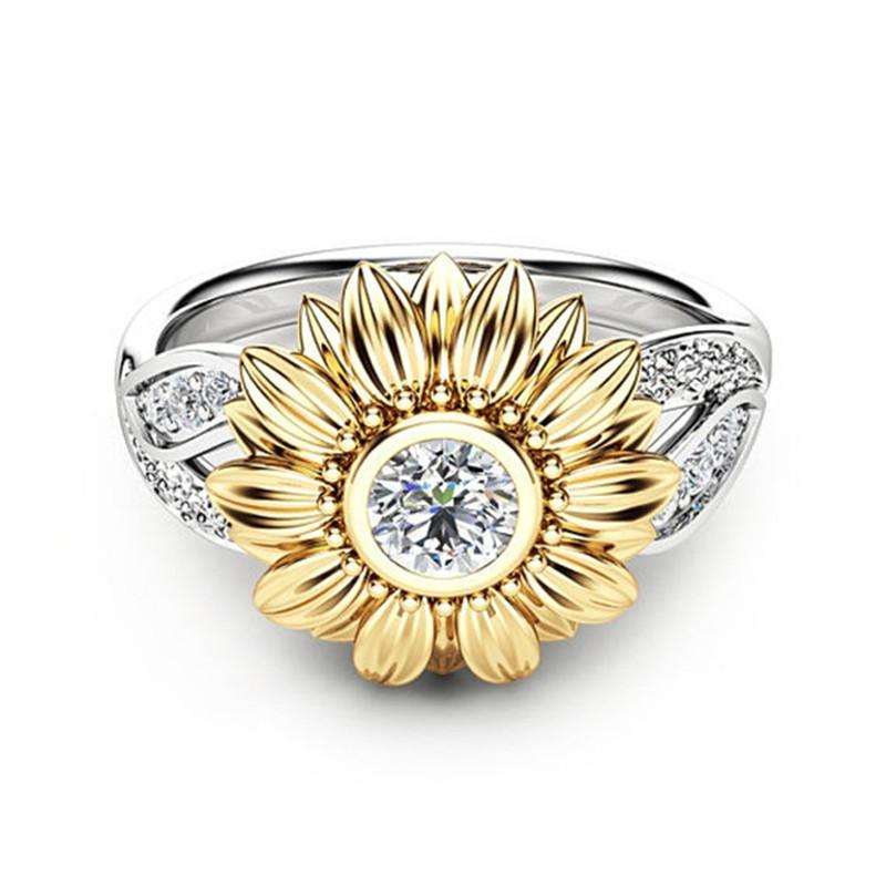 Crystal Sunflower Ring - Floral Fawna