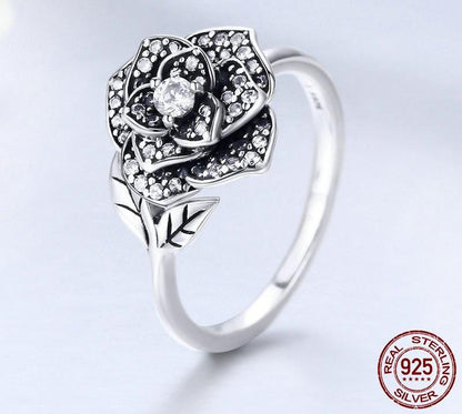 Dazzling Rose Sterling Silver Ring - Floral Fawna
