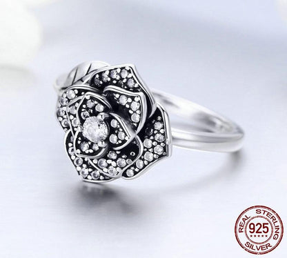 Dazzling Rose Sterling Silver Ring - Floral Fawna