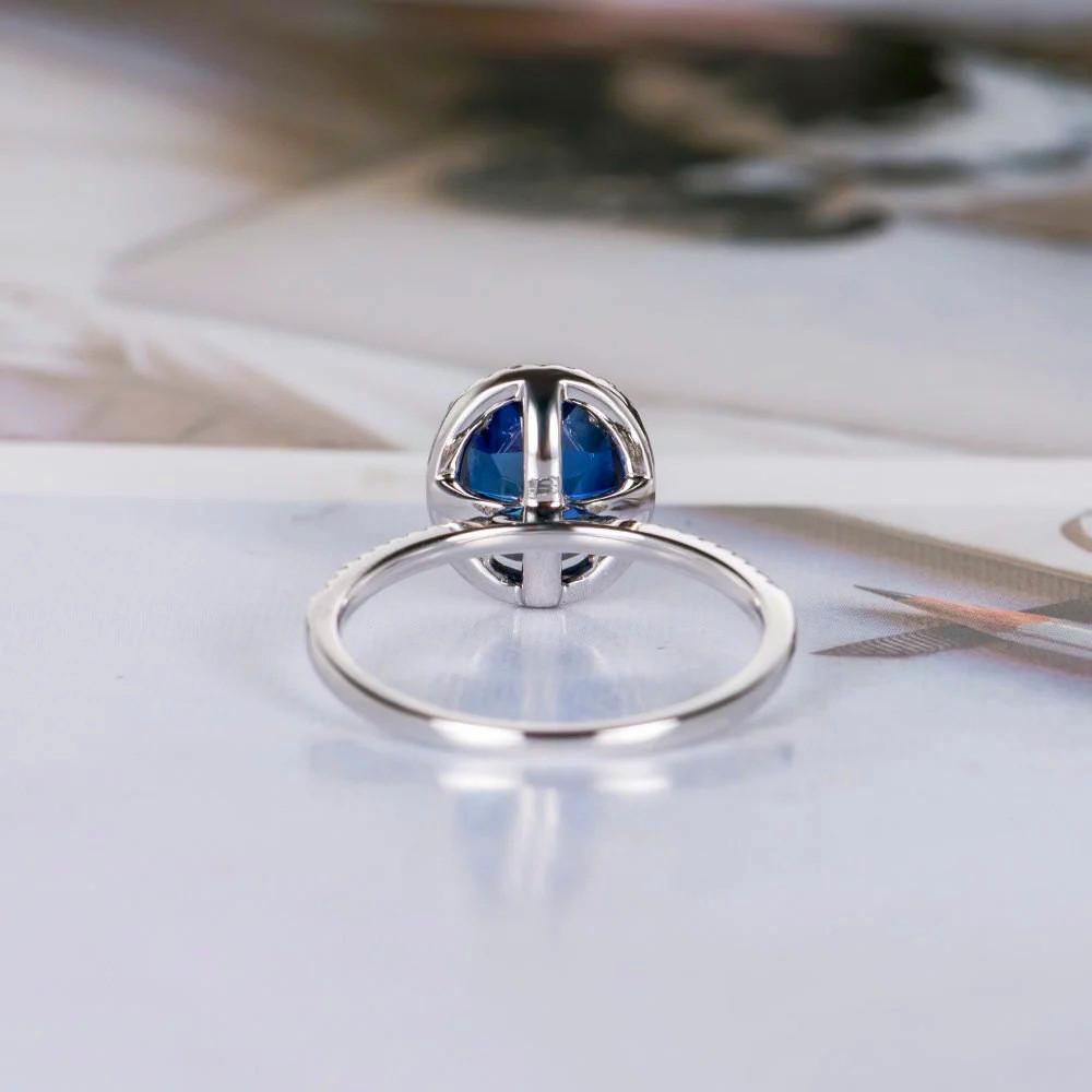 Elegant Blue Crystal Silver Ring - Floral Fawna