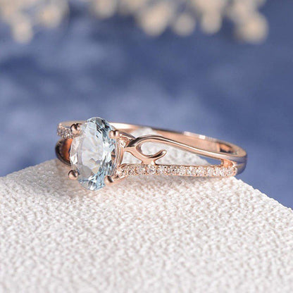 Elegant Blue Stone Princess Ring - Floral Fawna
