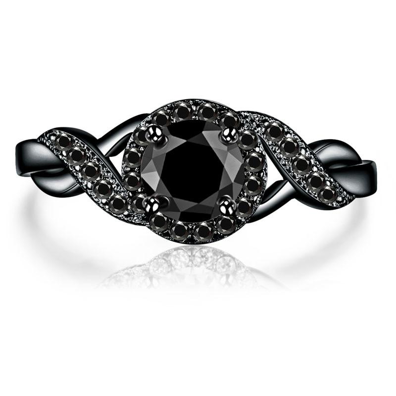 Enchanting Black Crystal Ring - Floral Fawna