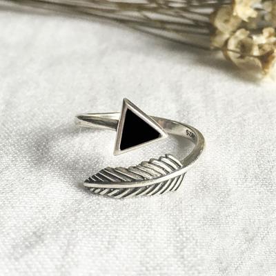 Feather Arrow Sterling Silver Wrap Ring - Floral Fawna