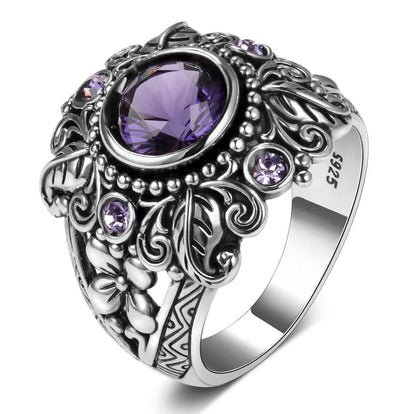 Flower Purple Amethyst Ring - Floral Fawna