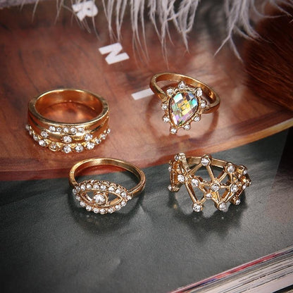 Geometric Crystal Ring Set - Floral Fawna