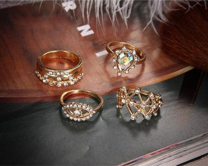 Geometric Crystal Ring Set - Floral Fawna
