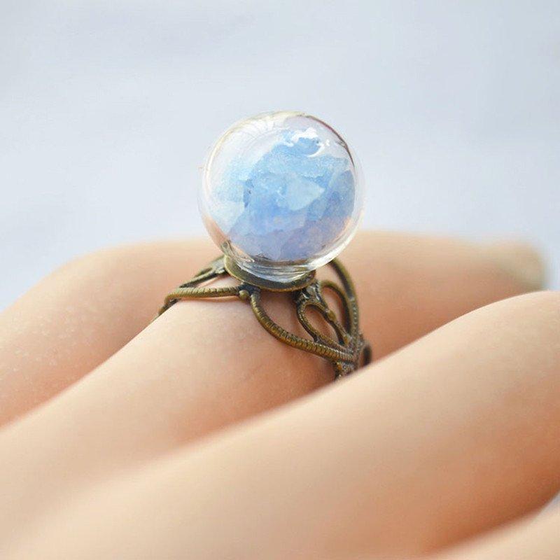 Glow In The Dark Glass Ball Heart Ring - Floral Fawna