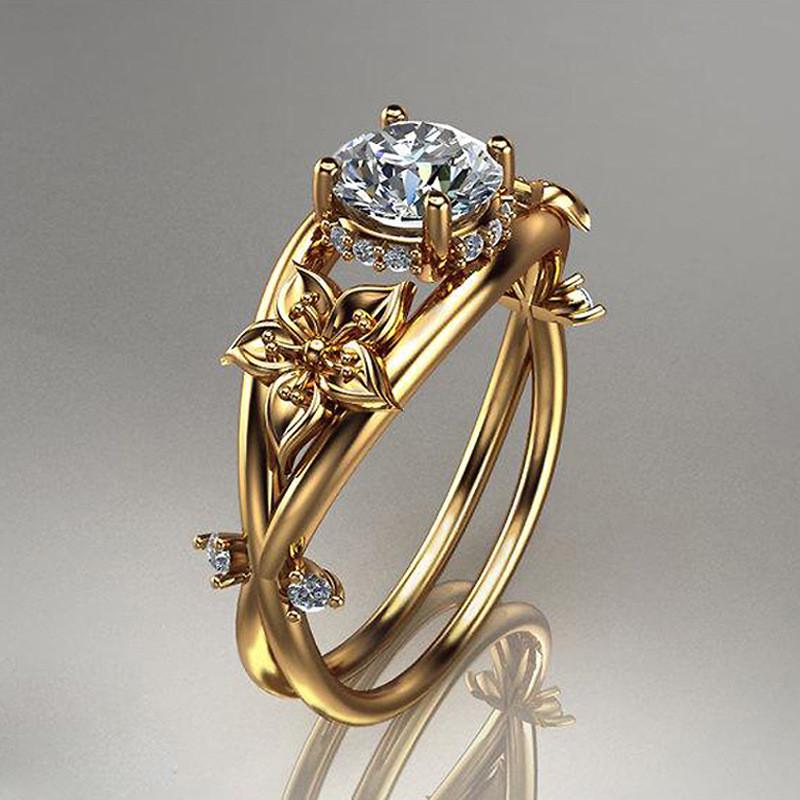 Golden Flower Crystal Ring - Floral Fawna