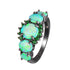 Green Fire Opal Black Gold Ring - Floral Fawna