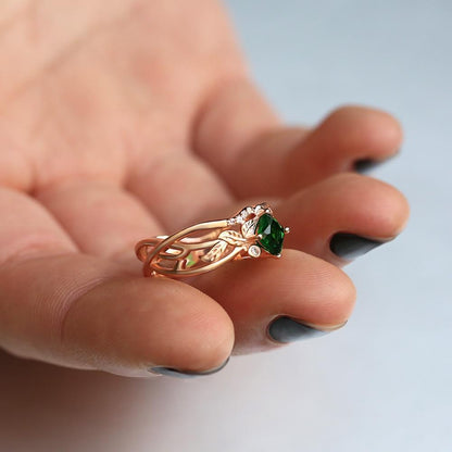 Green Forest Goddess Ring - Floral Fawna