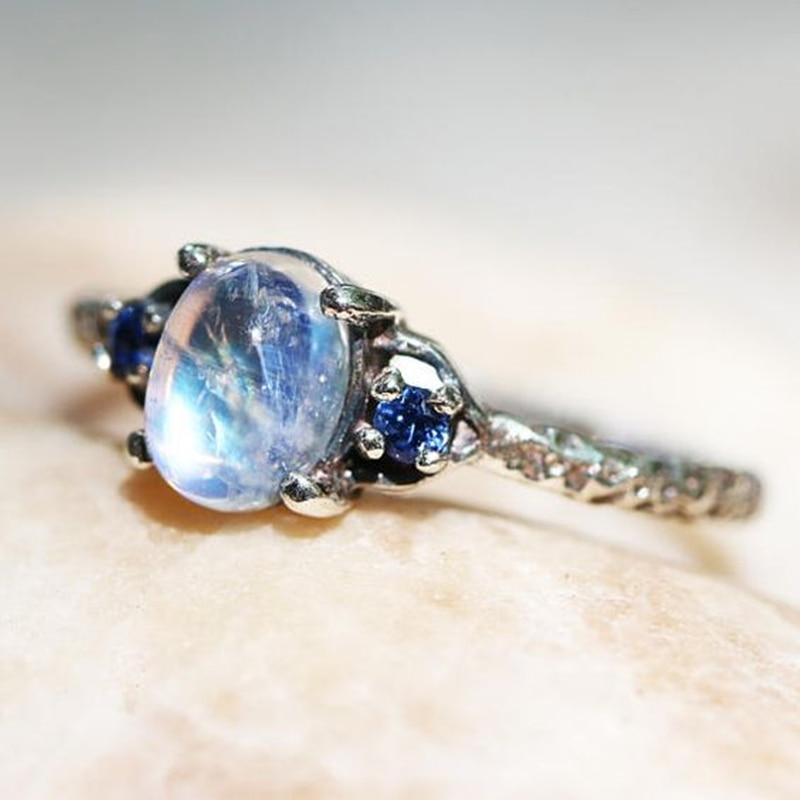 Icy Blue Moonstone Ring - Floral Fawna