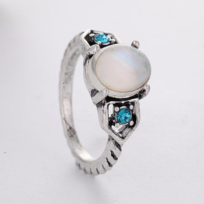 Icy Blue Moonstone Ring - Floral Fawna