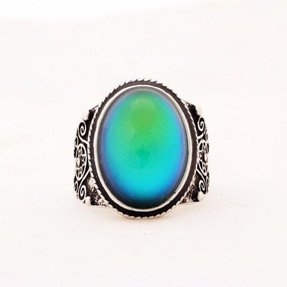 Magical Mood Ring Steampunk Antique Silver - Floral Fawna