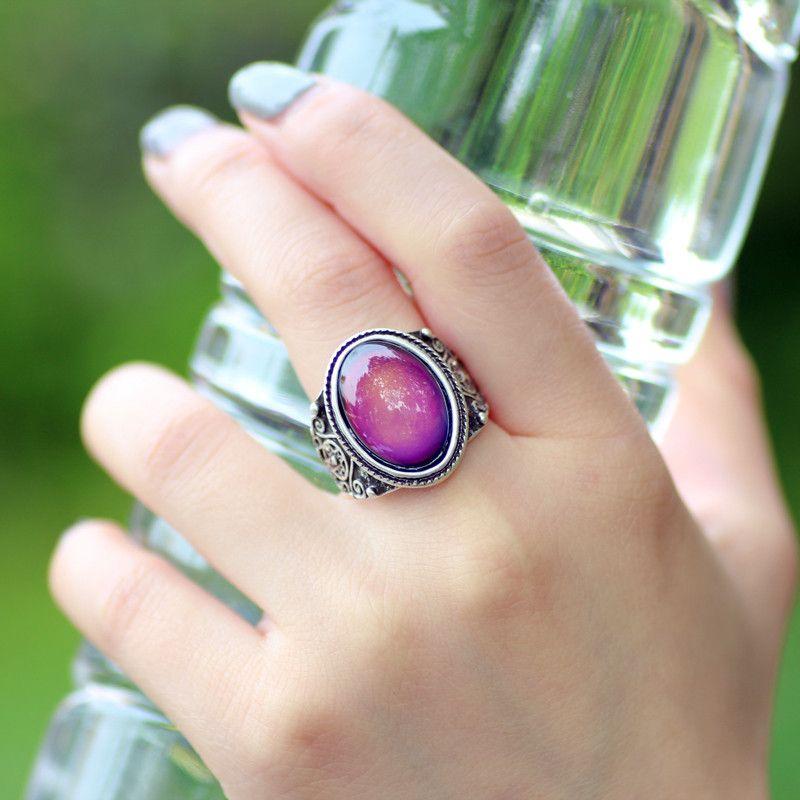 Magical Mood Ring Steampunk Antique Silver - Floral Fawna