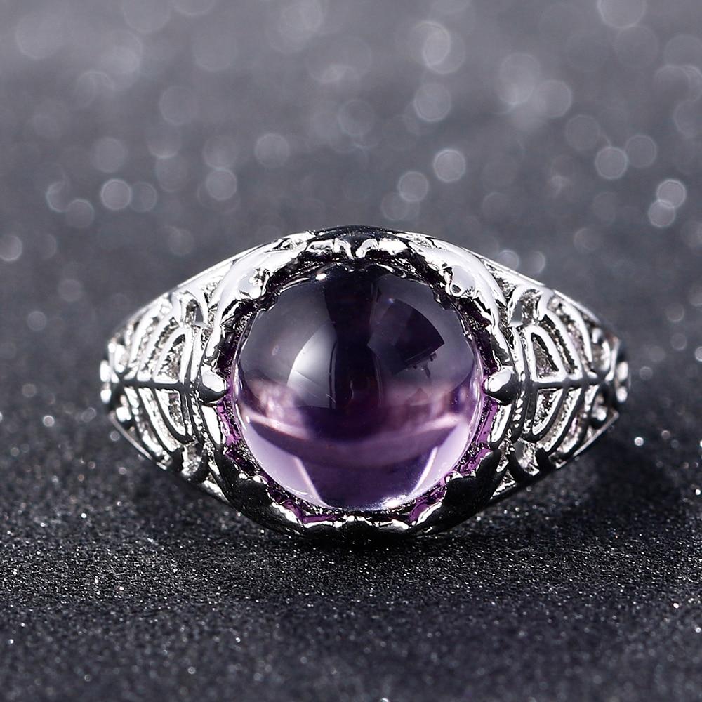 Majestic Amethyst Silver Ring - Floral Fawna