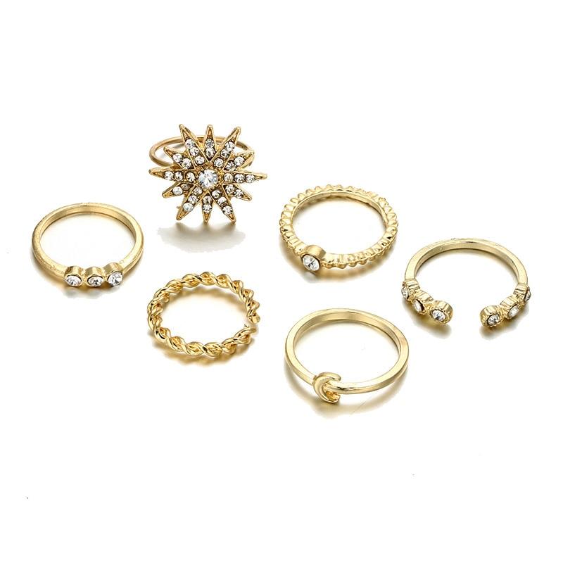 Majestic Golden Sun Ring Set - Floral Fawna