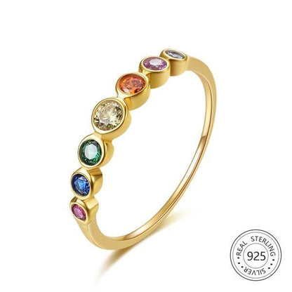 Majestic Rainbow Gemstone Ring - Floral Fawna