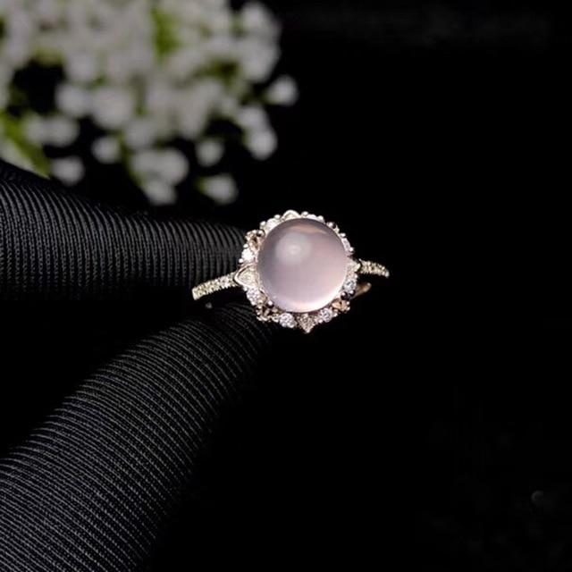 Majestic Rose Quartz Silver Ring - Floral Fawna