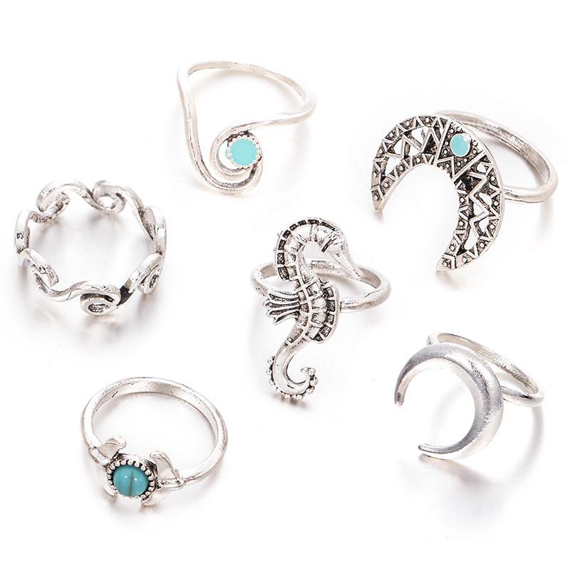 Moon Waves Ring Set - Floral Fawna